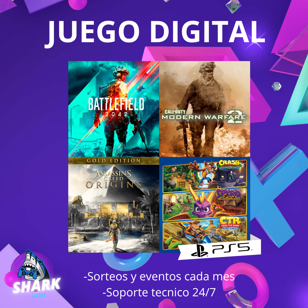 Crash Spyro Bundle + Battlefield 2042 + Assassin’s Creed Origins Gold + COD MW2 Campaña Remasted