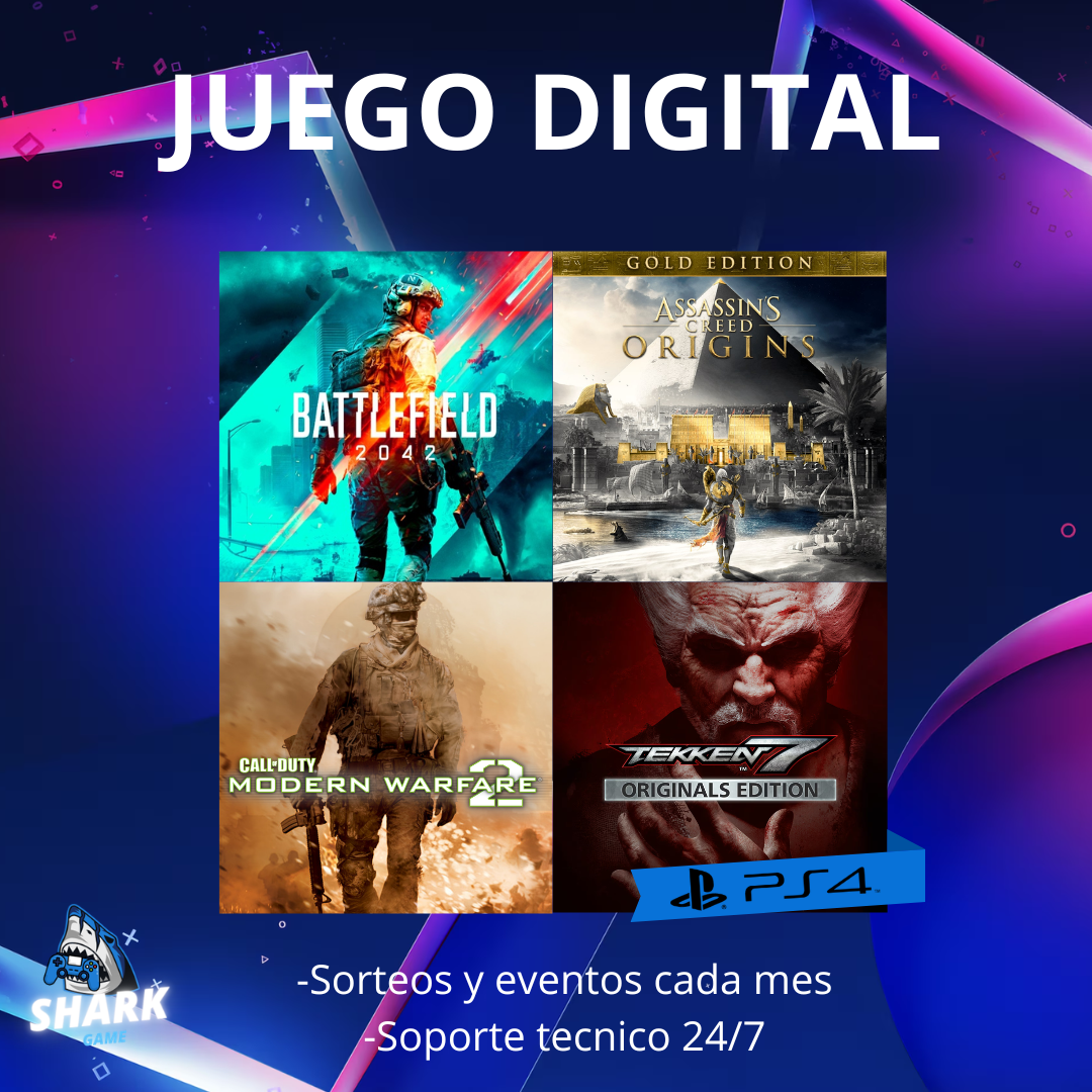 Battlefield 2042 + Assassin’s Creed Origen Gold + Tekken 7 Origenes + COD MW2 Campaña Remasted