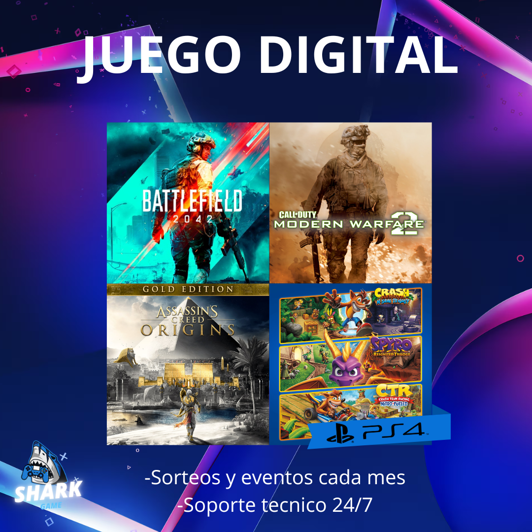 Crash Spyro Bundle + Battlefield 2042 + Assassin’s Creed Origins Gold + COD MW2 Campaña Remasted